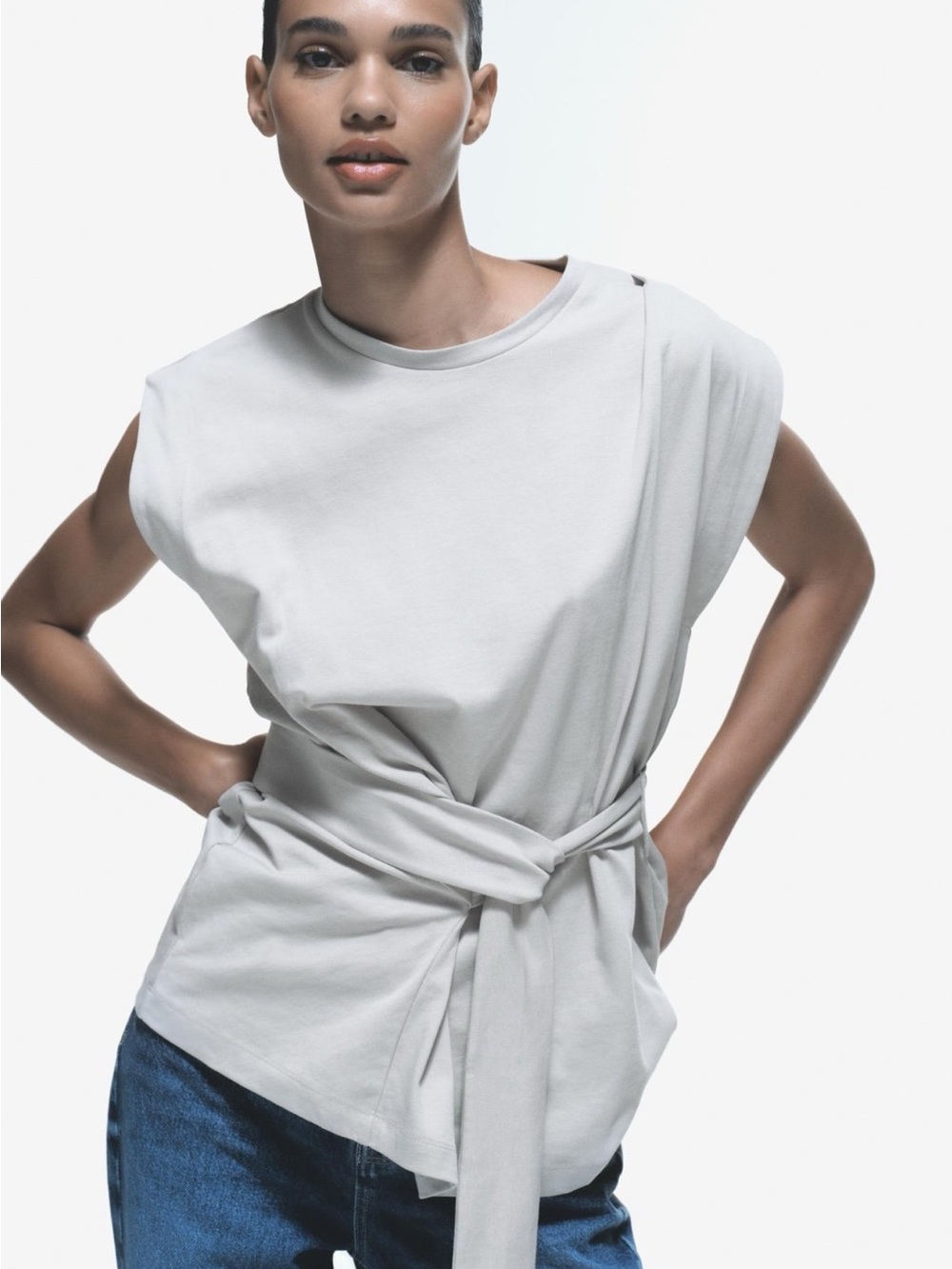 ZARA WOMENS GRAY HEAVY T-SHIRT - SIZE MEDIUM - NWOT